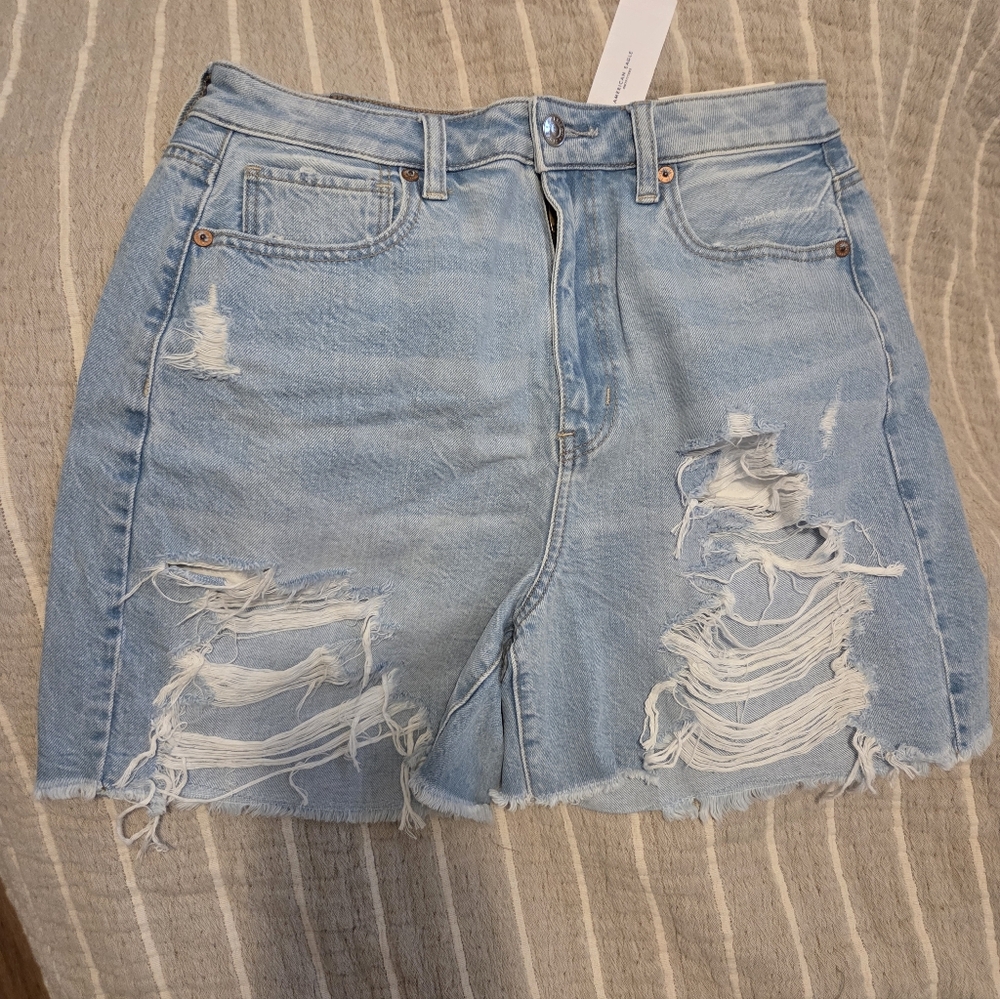 American Eagle Outfitters Light Blue Distressed Denim Shorts